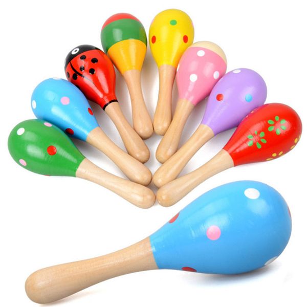 

1Pcs Wooden Baby Sand Hammer Random Color Baby Early Education Musical Instrument Toys Nice Gift