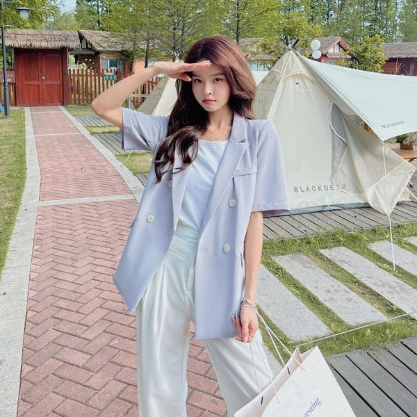 women's suits & blazers 2021 fashion women loose summer double breasted blazer jackets female elegant coat chic ol casual outerwear wb1, White;black
women's suits & blazers 2021 fashion women loose summer double breasted blazer jackets female elegant coat chic ol casual outerwear wb1, White;black