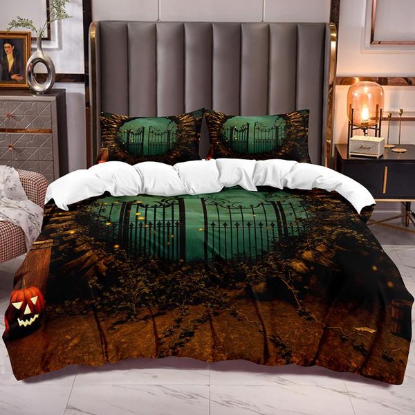 bedding sets halloween kids teens bedroom comforter cover with sky door print duvet zipper closure corner ties