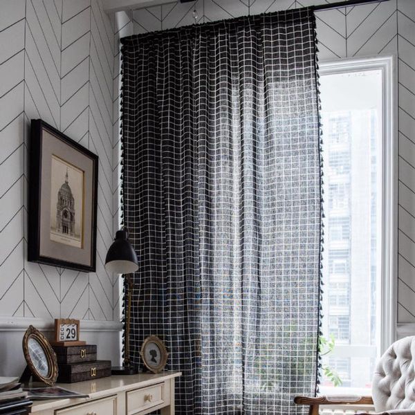 black plaid blackout curtain simple modern homg living room cotton linen bay window cover with tassel hooks & drapes
black plaid blackout curtain simple modern homg living room cotton linen bay window cover with tassel hooks & drapes