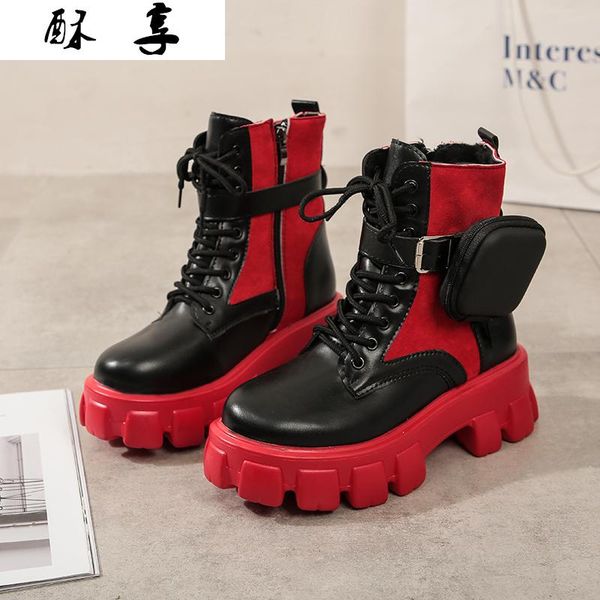 boots 2021 fashion women ankle autumn lace up leather anti-slip wear-resistant comfortable, Black