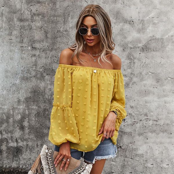 women's blouses & shirts slash neck women blouse thin fabric office lady shirt long puff sleeve ladies elegant solid color dot decorati, White
women's blouses & shirts slash neck women blouse thin fabric office lady shirt long puff sleeve ladies elegant solid color dot decorati, White