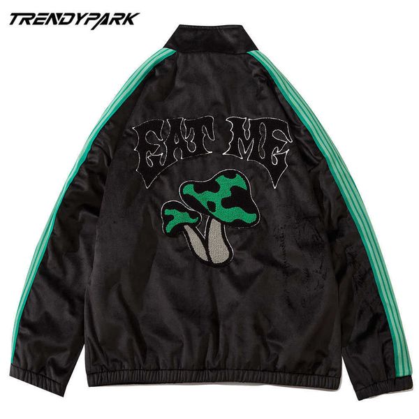 men's jacket spring arrival suede fabric embroidery mushroom printed high street windbreaker zipper coat men clothing 210601, Black;brown
men's jacket spring arrival suede fabric embroidery mushroom printed high street windbreaker zipper coat men clothing 210601, Black;brown