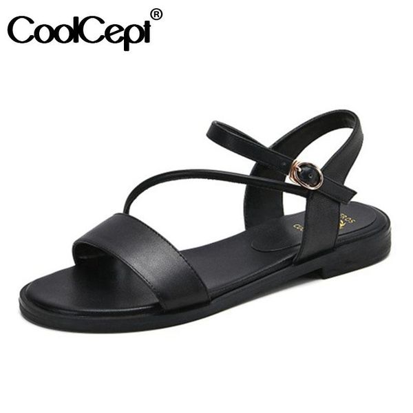 coolcept real leather sandals for women flat heel open toe buckle strap classic shoes casual outdoor female size 31-43, Black
coolcept real leather sandals for women flat heel open toe buckle strap classic shoes casual outdoor female size 31-43, Black