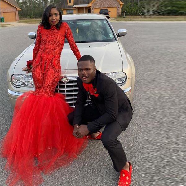 party dresses shining sequined red mermaid prom high neck long sleeve tulle bottom evening gowns girls gown 2021, White;black
party dresses shining sequined red mermaid prom high neck long sleeve tulle bottom evening gowns girls gown 2021, White;black