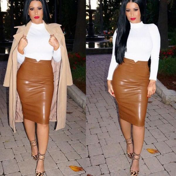 skirts 2021 brand women pu faux leather solid high waisted back split bodycon pencil skirt, Black
skirts 2021 brand women pu faux leather solid high waisted back split bodycon pencil skirt, Black