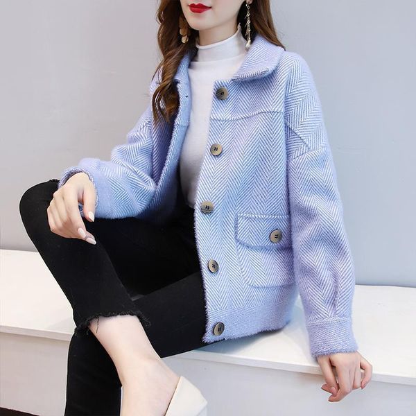 women's wool & blends 2021 women woolen jacket female imitation mink velvet coat ladies short coats lady spring autumnr knit cardigan, Black
women's wool & blends 2021 women woolen jacket female imitation mink velvet coat ladies short coats lady spring autumnr knit cardigan, Black