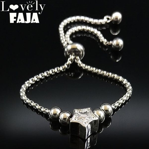 link, chain star stainless steel charm bracelets women silver color bead & bangles jewelry bracelet acier inoxydable femme b18267, Black
link, chain star stainless steel charm bracelets women silver color bead & bangles jewelry bracelet acier inoxydable femme b18267, Black