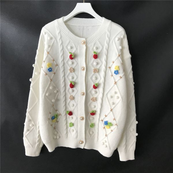 ancient sweater sweet aging heavy industry three-dimensional hook flower lovely pea splicing loose knit cardigan coat autumn, White
ancient sweater sweet aging heavy industry three-dimensional hook flower lovely pea splicing loose knit cardigan coat autumn, White