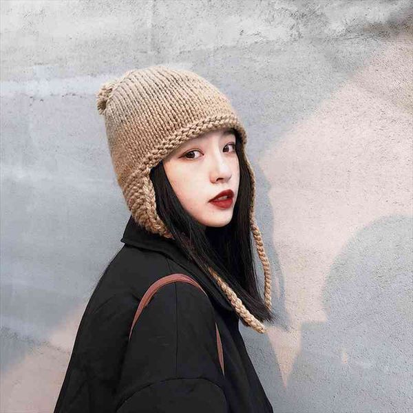 arrive winter women soft cotton warm japanese style retro fashion earflaps thick yarn hand twist knitted bonnet bomber hat, Blue;gray
arrive winter women soft cotton warm japanese style retro fashion earflaps thick yarn hand twist knitted bonnet bomber hat, Blue;gray