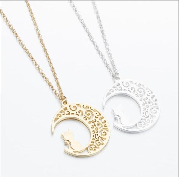 pendant necklaces stainless steel necklace origami cat moon lovely hollow women's, Silver
pendant necklaces stainless steel necklace origami cat moon lovely hollow women's, Silver