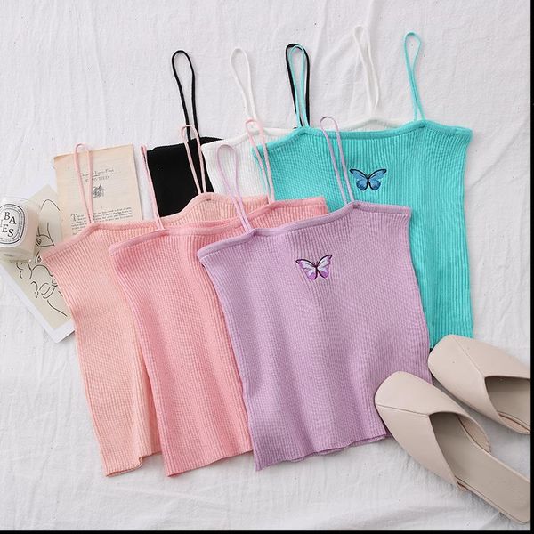 knitting camisole spaghetti embroidery women tanks butterfly underwear ribbed crop summer skinny solid color beach, White
knitting camisole spaghetti embroidery women tanks butterfly underwear ribbed crop summer skinny solid color beach, White