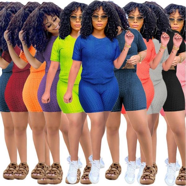 women's tracksuits 2 pcs fashion women sets summer short-sleeved crew neck solid skinny short casual yaga gym traning bodycon fema, Gray
women's tracksuits 2 pcs fashion women sets summer short-sleeved crew neck solid skinny short casual yaga gym traning bodycon fema, Gray