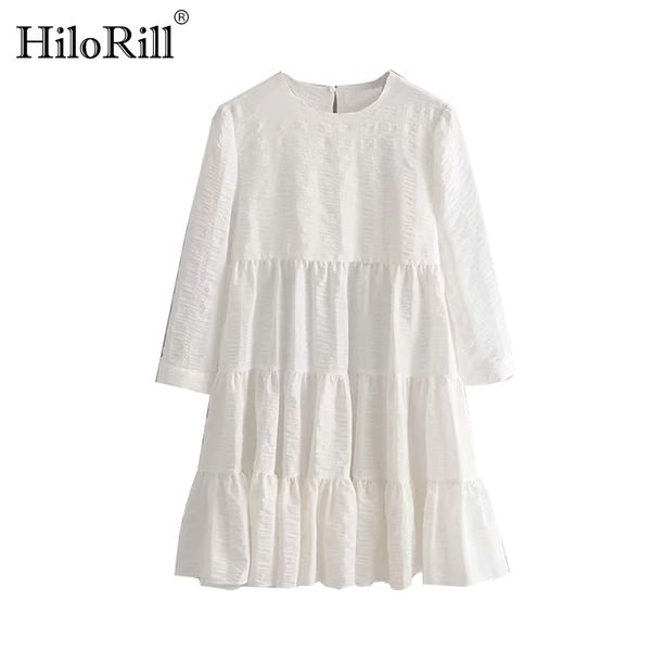 women casual pleated mini dresses spring o neck elegant white three quarter sleeve solid loose vestido 210508, Black;gray
women casual pleated mini dresses spring o neck elegant white three quarter sleeve solid loose vestido 210508, Black;gray