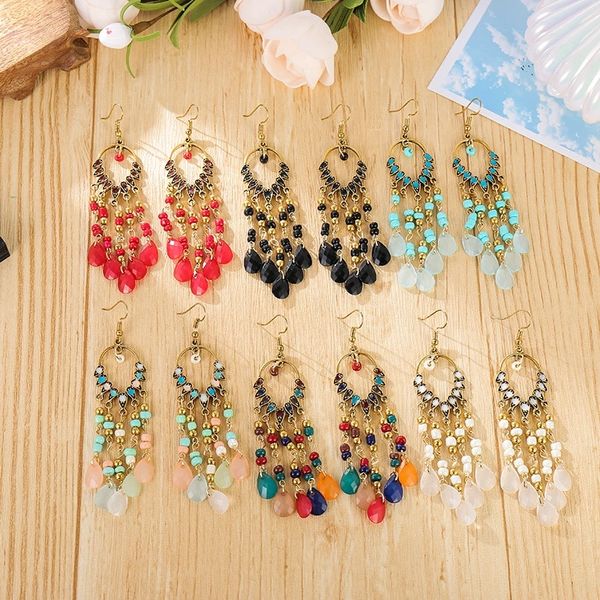 classic vintage red crystal beads tassel earrings bohemia gold alloy fashion wedding earrings hangers, Silver
classic vintage red crystal beads tassel earrings bohemia gold alloy fashion wedding earrings hangers, Silver