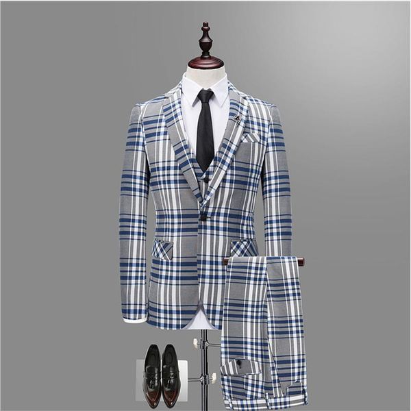 men's suits & blazers arrived plaid single-breasted 3 piece suit men korean fashion business mens designers 2021 slim fit wedding, White;black
men's suits & blazers arrived plaid single-breasted 3 piece suit men korean fashion business mens designers 2021 slim fit wedding, White;black