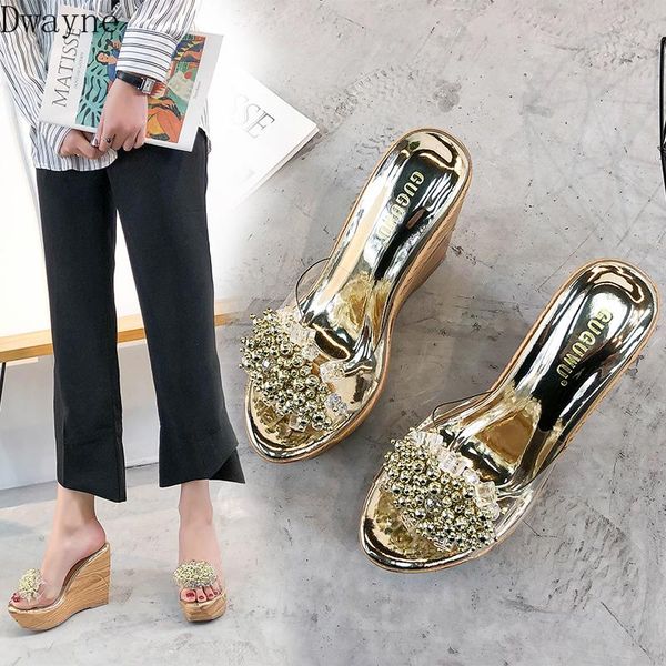 slippers summer beach sandals high-heeled and muffins thick bottom rhinestones slippers., Black
slippers summer beach sandals high-heeled and muffins thick bottom rhinestones slippers., Black