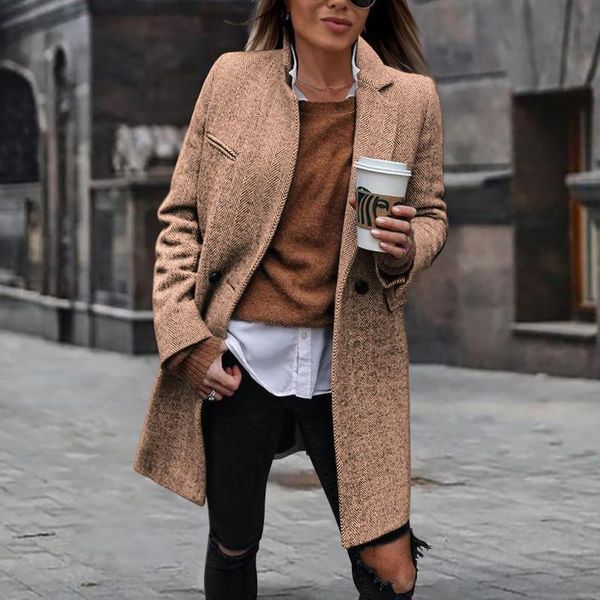 women's wool & blends 2021 autumn casual long-sleeve slim fashion single button office ladies coat winter lapel vintage, Black
women's wool & blends 2021 autumn casual long-sleeve slim fashion single button office ladies coat winter lapel vintage, Black