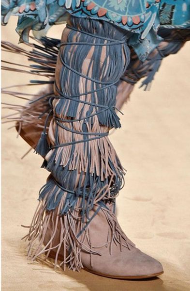 boots fashion mixed colors bandaged long tassel knee high low wedge pointed toe women runway fringed botas, Black
boots fashion mixed colors bandaged long tassel knee high low wedge pointed toe women runway fringed botas, Black