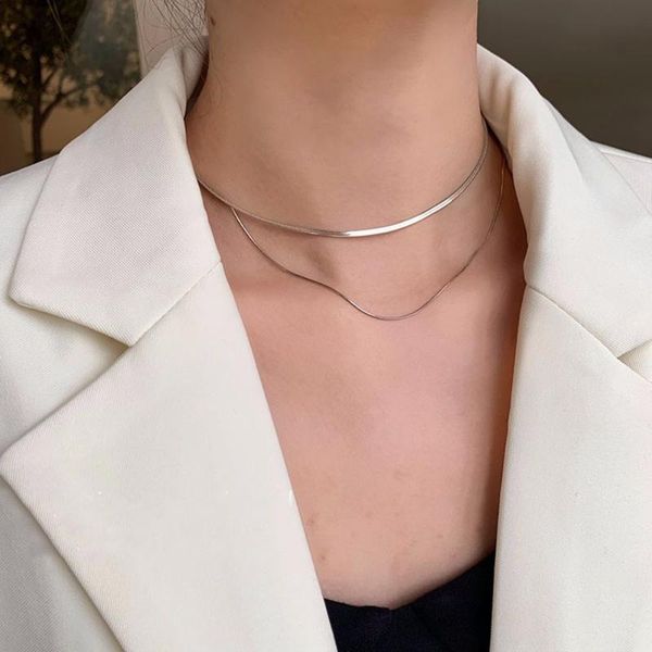 pendant necklaces simple double-layer snake bone chain necklace cold wind style clavicle short jewelry women girl accessories, Silver
pendant necklaces simple double-layer snake bone chain necklace cold wind style clavicle short jewelry women girl accessories, Silver