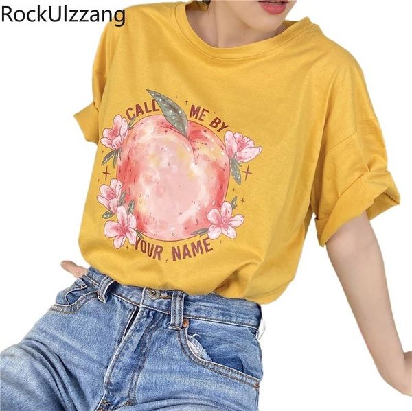 women's t-shirt graphic peach flower print short sleeve cotton women student cute kawaii t shirt aesthetic tee korean fashion summer, White
women's t-shirt graphic peach flower print short sleeve cotton women student cute kawaii t shirt aesthetic tee korean fashion summer, White