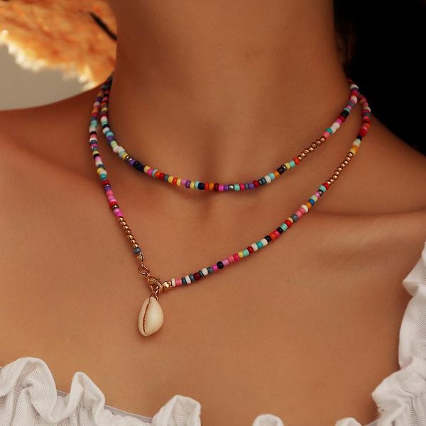 pendant necklaces bohemian colorful seed bead shell choker necklace statement short collar clavicle chain for women female boho jewelry, Silver
pendant necklaces bohemian colorful seed bead shell choker necklace statement short collar clavicle chain for women female boho jewelry, Silver