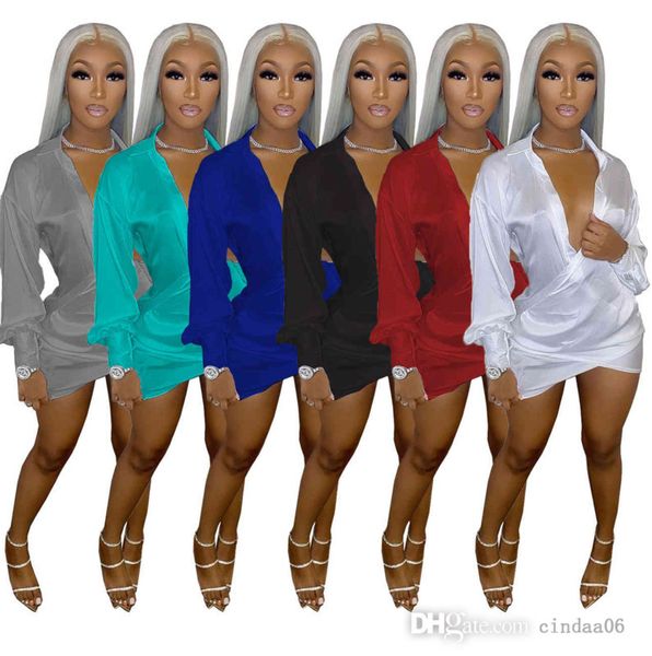 designer women shirt long sleeve satin dress bodysuit slim deep v low cut pleated dresses ladies fashion skirt nightclubwear, White 
designer women shirt long sleeve satin dress bodysuit slim deep v low cut pleated dresses ladies fashion skirt nightclubwear, White