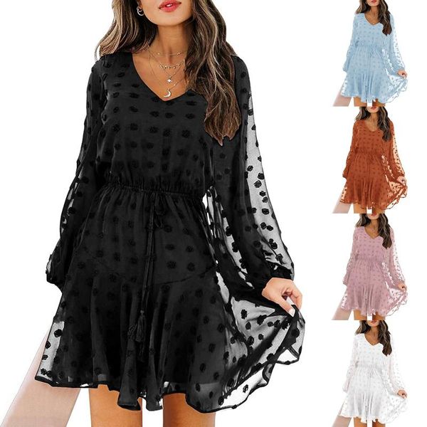 casual dresses women's black white dot dress long sleeve boho chiffon for women female fall elegant party, Black;gray
casual dresses women's black white dot dress long sleeve boho chiffon for women female fall elegant party, Black;gray