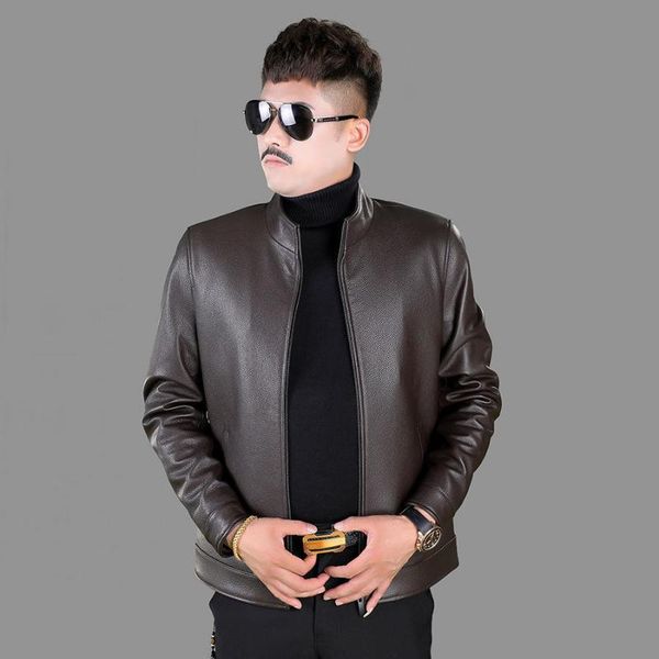 men's leather & faux haining authentic first layer natural deer skin spring autumn winter jacket short casual middle-aged, Black
men's leather & faux haining authentic first layer natural deer skin spring autumn winter jacket short casual middle-aged, Black