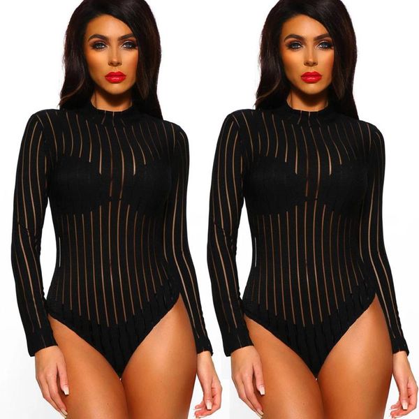women's jumpsuits & rompers womens short romper pajamas solid color mesh bodysuit long sleeve stripe perspective jumpsuit monos mujer, Black;white
women's jumpsuits & rompers womens short romper pajamas solid color mesh bodysuit long sleeve stripe perspective jumpsuit monos mujer, Black;white