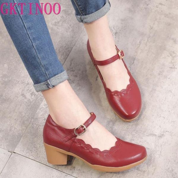 dress shoes gktinoo spring women pumps retro lady high heel buckle stripe handmade genuine leather, Black
dress shoes gktinoo spring women pumps retro lady high heel buckle stripe handmade genuine leather, Black