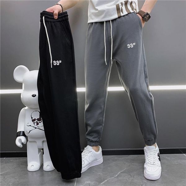 men's casual pants 2021 spring/summer logo letter print trend slim fit tie foot sports men, Black
men's casual pants 2021 spring/summer logo letter print trend slim fit tie foot sports men, Black