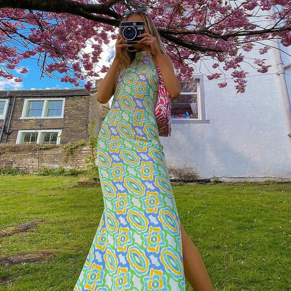 casual dresses summer women elegant swirl printing halter maxi dress split club party fashion sleeveless backless midi clothing, Black;gray
casual dresses summer women elegant swirl printing halter maxi dress split club party fashion sleeveless backless midi clothing, Black;gray