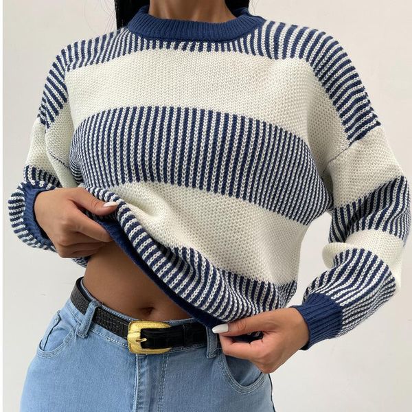 women's sweaters women contrast color knitted sweater round neck long sleeve pullover autumn winter casual fashion, White;black
women's sweaters women contrast color knitted sweater round neck long sleeve pullover autumn winter casual fashion, White;black