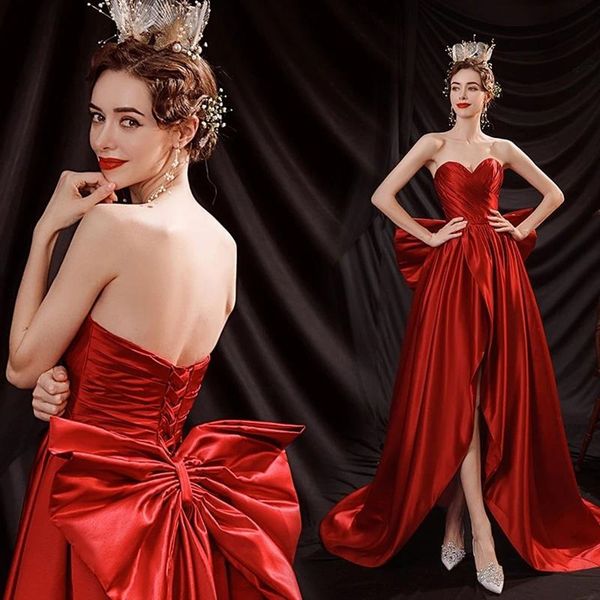 2022 side split prom dresses sweetheart lace up back roe de soiree big bow long cocktai party evening gowns, Black
2022 side split prom dresses sweetheart lace up back roe de soiree big bow long cocktai party evening gowns, Black