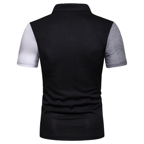 men's polos shirt summer fashion european size casual short-sleeved t-shir stitching men p018, White;black
men's polos shirt summer fashion european size casual short-sleeved t-shir stitching men p018, White;black