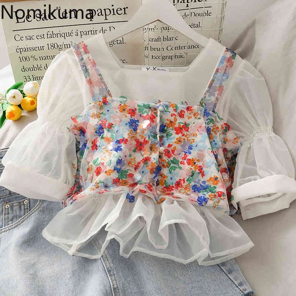 nomikuma korean sweet blouse women two pieces o neck short sleeve slim waist shirts female summer chic blusas mujer 210514, White
nomikuma korean sweet blouse women two pieces o neck short sleeve slim waist shirts female summer chic blusas mujer 210514, White