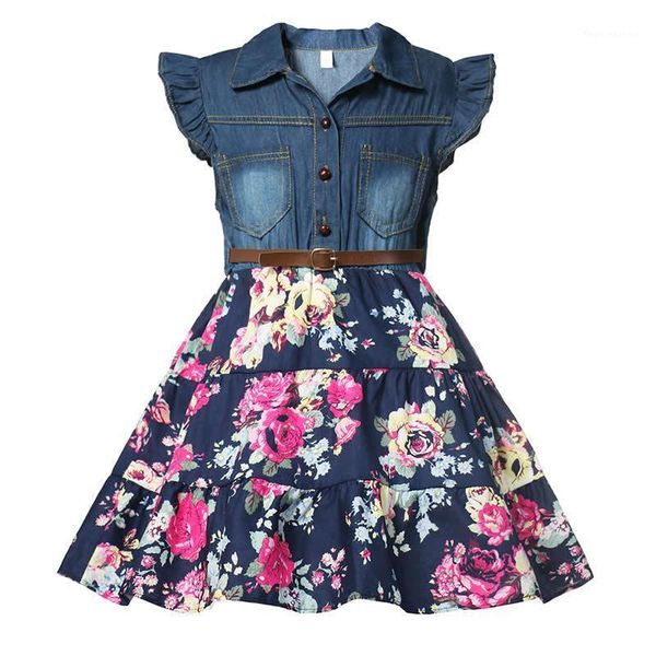 girl's dresses girls denim floral dress summer party with belt children flying short sleeve casual clothing baby girl kids fashion outf, Red;yellow
girl's dresses girls denim floral dress summer party with belt children flying short sleeve casual clothing baby girl kids fashion outf, Red;yellow