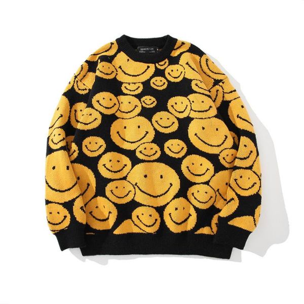 men's sweaters oversize 2021 autumn winter smile cartoon clothing men hip hop streetwear pullover harajuku sweater, White;black
men's sweaters oversize 2021 autumn winter smile cartoon clothing men hip hop streetwear pullover harajuku sweater, White;black