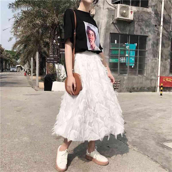 high waist chiffon skirt feather tassel for women a line white midi elegant slim female s womens 210603, Black
high waist chiffon skirt feather tassel for women a line white midi elegant slim female s womens 210603, Black