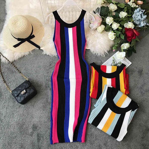 summer casual tank elastic dress women stright knitting o-neck mid-calf tnak stripe draped pullover clothing 210513, Black;gray
summer casual tank elastic dress women stright knitting o-neck mid-calf tnak stripe draped pullover clothing 210513, Black;gray