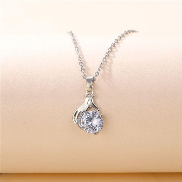 pendant necklaces women's zircon palm necklace girl exquisite clavicle chain romantic valentine's day gift wedding party jewelry, Silver
pendant necklaces women's zircon palm necklace girl exquisite clavicle chain romantic valentine's day gift wedding party jewelry, Silver