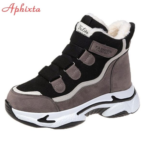 aphixta warm winter waterproof snow boots women hook & loop suede plush shoes woman sneakers for botas mujer 211015, Black
aphixta warm winter waterproof snow boots women hook & loop suede plush shoes woman sneakers for botas mujer 211015, Black