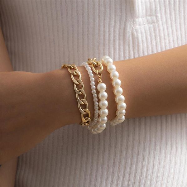 link, chain vintage gold color pearl charming bracelet for women girl geometric adjustable bangles statement jewelry, Black
link, chain vintage gold color pearl charming bracelet for women girl geometric adjustable bangles statement jewelry, Black