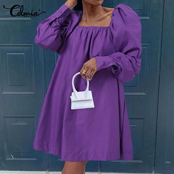 casual dresses celmia 2021 women elegant mini dress fashion puff sleeve square collar summer sundress ladies solid party vestidos, Black;gray
casual dresses celmia 2021 women elegant mini dress fashion puff sleeve square collar summer sundress ladies solid party vestidos, Black;gray