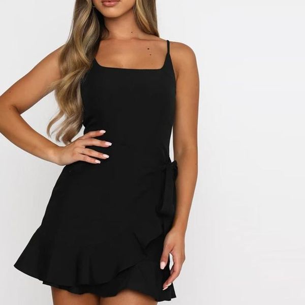 casual dresses summer black dress women fashion ruffles lace up solid color slash-neck sling bandage female tank, Black;gray
casual dresses summer black dress women fashion ruffles lace up solid color slash-neck sling bandage female tank, Black;gray