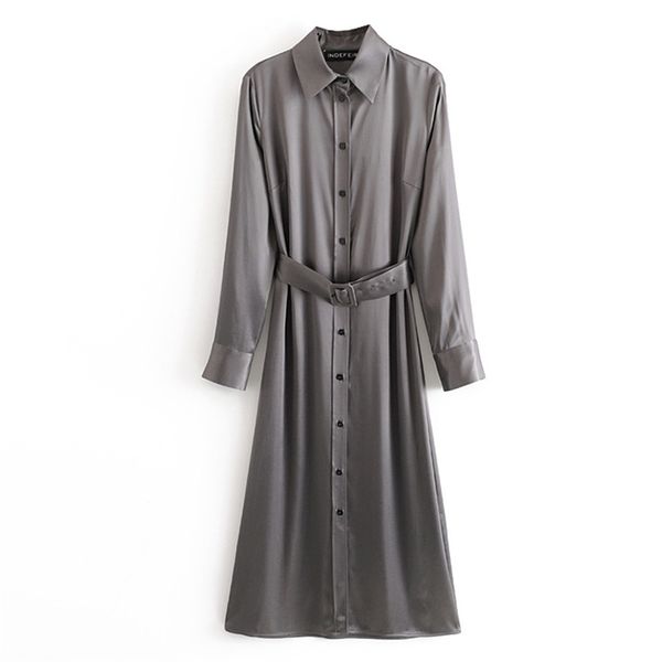 vintage chic tie belt satin long dresses women fashion turn-down collar dress elegant ladies vestidos 210531, Black;gray
vintage chic tie belt satin long dresses women fashion turn-down collar dress elegant ladies vestidos 210531, Black;gray