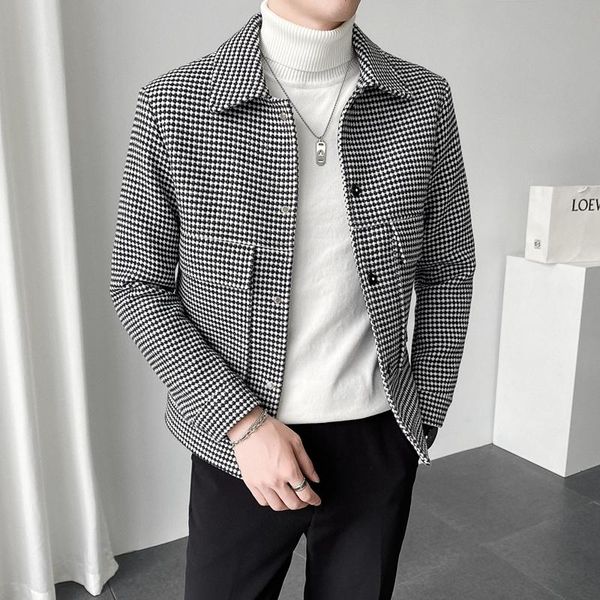men's wool & blends autumn winter plaid woolen jacket men simple all-match casual business trench coat short lapel overcoat streetwear, Black
men's wool & blends autumn winter plaid woolen jacket men simple all-match casual business trench coat short lapel overcoat streetwear, Black