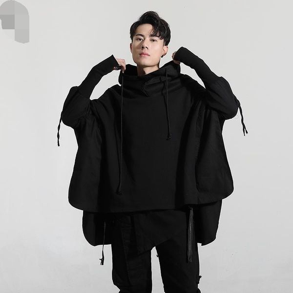 men's hoodies & sweatshirts long sleeve hoodie autumn/winter dark personality bat design irregular asymmetric cut loose short pullover, Black
men's hoodies & sweatshirts long sleeve hoodie autumn/winter dark personality bat design irregular asymmetric cut loose short pullover, Black