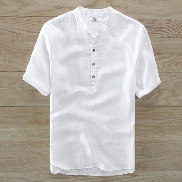 pure linen short-sleeved shirt men stand collar casual simple white mens summer fashion shirts for camisa men's, White;black
pure linen short-sleeved shirt men stand collar casual simple white mens summer fashion shirts for camisa men's, White;black